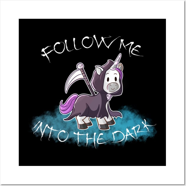 Follow Me into Dark Grim Reaper Unicorn Wall Art by Wanderer Bat